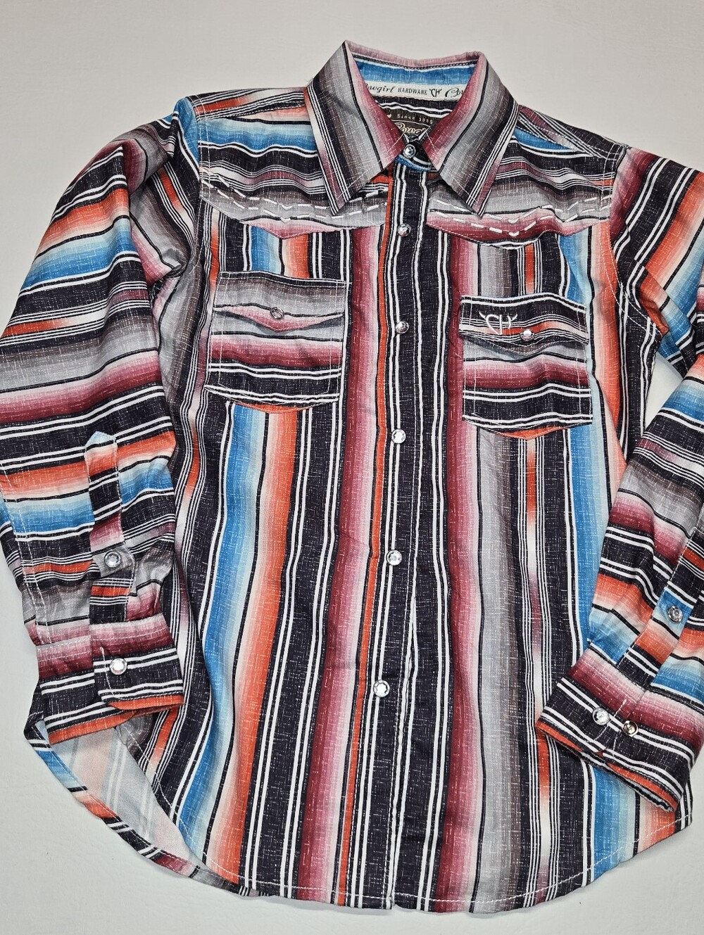 Youth girl's Cowgirl Hardware CHEVRON SERAPE WESTERN SHIRT Size 6